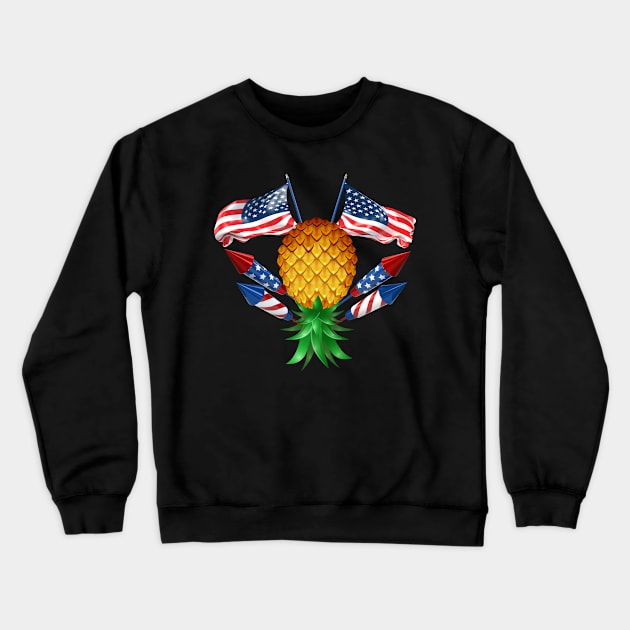 Upside Down Pineapple Swinger Power 4th of July Crewneck Sweatshirt by LemoBoy